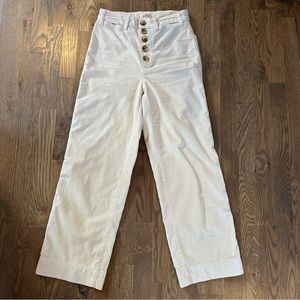 Marine Layer Corduroy Bridget Wide Leg Crop in Cream, Size 6